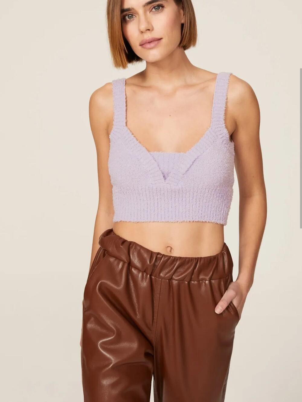 Central Park West Noa purple plush bralette top Size small Whimsical Festival